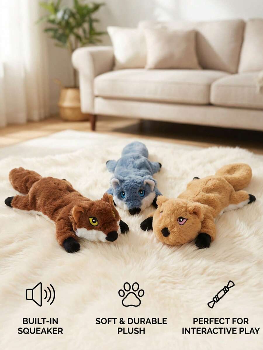 PETSIN Shell Squirrel Plush Dog Toy, Including BB Calls, Interactive Play For Dogs - Multicolor - View 1