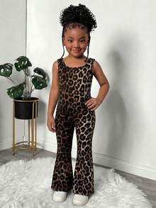 SHEIN 女童黑色针织露背吊带背心和裤子套装，可爱休闲日常百搭时尚装扮 - 棕色 - 查看 5