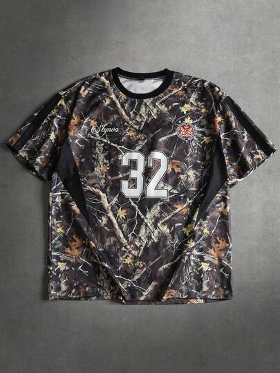 STYNVO 男士全印花休闲圆领短袖T恤，夏季