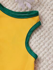 PETSIN 1pc Cute Angel Wings Love DAD Printed Pet Tank Top Yellow Patched Green Soft Breathable Comfortable Pet Clothes - Multicolor - View 2