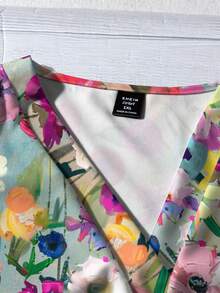 EMERY ROSE Plus Size Women Casual Floral Print Short Cap Sleeve Blouse, Suitable For Summer Spring Tops Blouse Womens Tops And Blouses Blouse For Women Casual Modern Floral Print Blouse Womens Tops For Summer - Multicolor - View 3