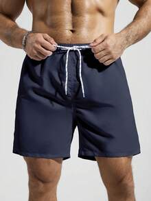 Manfinity Swimmode Men's Simple Solid Color Drawstring Waist Beach Shorts, Summer Men Swim Trunks Set Men Swim Trunk Matching - Multicolor - View 7