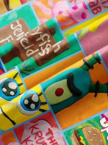 SpongeBob SquarePants | SHEIN Áo thun ngắn tay cổ tròn in hình hoạt hình phong cách thường ngày cho bé trai tuổi teen, thích hợp mặc mùa hè. - trắng - Xem 3