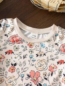 1件女婴数码印花圆领短袖T恤，春夏款 - 彩色 - 查看 7