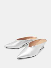 2025秋冬季 KD 2024 欧美风复古刺绣高跟长筒牛仔靴，过膝，优雅，穆勒鞋，高贵 - 銀色 - 查看 5