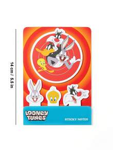 LOONEY TUNES X SHEIN 80张记事本套装，可爱记事本，书写备忘录页标记，猫咪儿童办公学习用品创意礼物 - 混色 - 查看 3