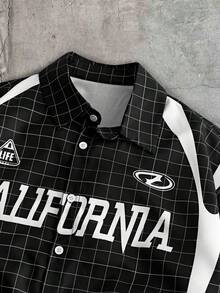 AXEPEAK 宽松男士 Polo 领短袖衬衫 - 黑色 - 查看 4