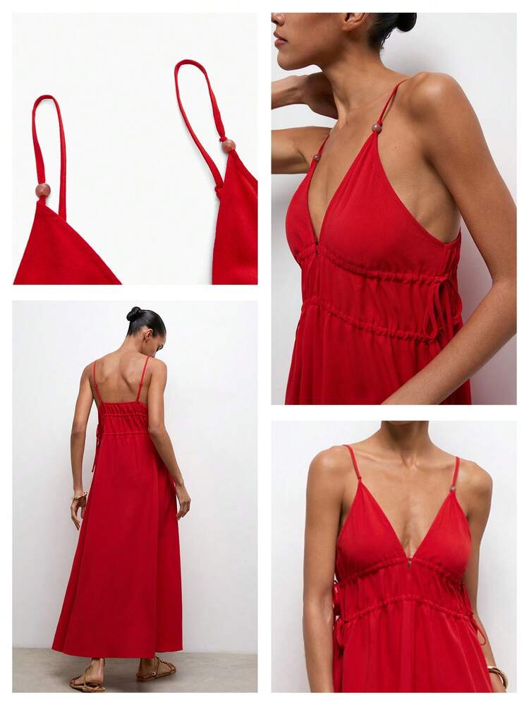 SHEIN Maija Robe longue minimaliste décontractée de couleur unie pour femmes