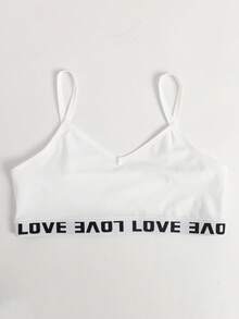SHEIN Girlism 3件套少女简约字母装饰吊带背心文胸套装 - 彩色 - 查看 4