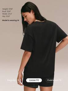 GLOWMODE CloudKnit Float On Hip Length Soft Sweat-Wicking Relaxed Fit Crewneck Tee Gym Outdoors Daily Casual Wear - Black - View 2