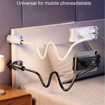 Teckwe 75cm/100cm/120cm Soporte giratorio de 360° para teléfono móvil y tableta, soporte de base en espiral para cama y escritorio compatible con iPhone, teléfonos Android, regalo para cumpleaños, familia, amigos, giratorio 360 grados, soporte reclinable para cama