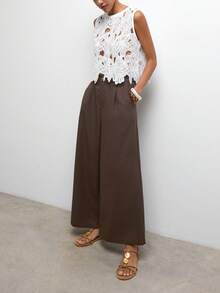 Maija Women's Loose Pleated Design Casual Pants - Brown - View 7