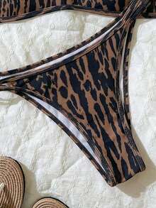 Swim Mod 2pcs/Set Women's Random Print Spaghetti Strap Sexy Bikini Set, Summer - Multicolor - View 5