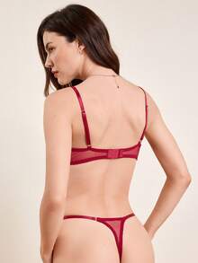 Style Dream 1 Set Women's Sexy Lingerie, Wine Red Lace Floral Bra Set With Adjustable Straps, Sensual Ladies Bra Bridal Underwear Set, Intimate Apparel Christmas Gift - Burgundy - View 2