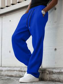 Manfinity Hypemode Men's Drawstring Waist Pocket Casual Everyday Sweatpants - Blue - View 4