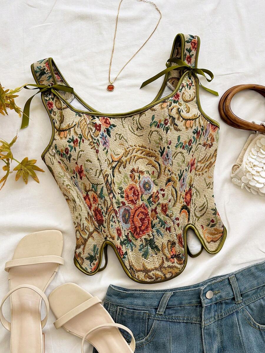 Soleia Top court à col ras-du-cou et nœud devant, style rétro, pour femmes. Convient pour les vacances, le printemps, l'été, les fêtes, Noël, la Saint-Valentin, les sorties, la plage, les croisières, le carnaval, Pâques, le Nouvel An chinois - Multicolore - Voir 1