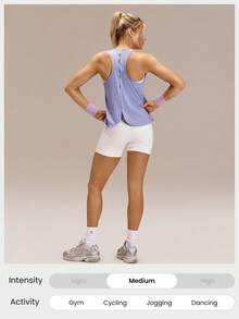 GLOWMODE Áo tank top lưới thoáng khí dành cho tập luyện thể thao, chạy bộ cường độ trung bình, nhanh khô, thấm hút mồ hôi, tạo cảm giác mát mẻ. - Màu tím hoa cà - Xem 6