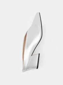 2025秋冬季 KD 2024 欧美风复古刺绣高跟长筒牛仔靴，过膝，优雅，穆勒鞋，高贵 - 銀色 - 查看 7