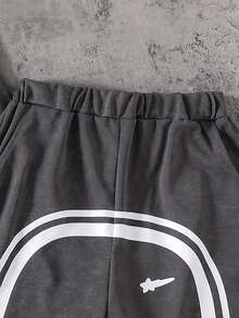 两件套青少年男童休闲水洗星形印花T恤和阔腿裤，宽松舒适，适合日常穿着、通勤、户外、运动、上学、街头、聚会和拍照，适合秋、春、夏三季穿着。 - 彩色 - 查看 4