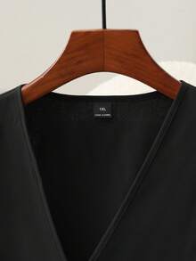 Elenzga Bộ đồ nữ cỡ lớn thời trang thường ngày gồm áo blazer cài nút và quần dài xếp ly (2 món). - màu đen - Xem 4