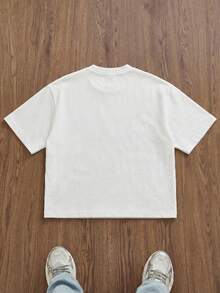 Manfinity Unisex Men's Casual Cat Print Patch Pocket Round Neck Short Sleeve T-Shirt, Summer - White - View 4