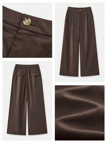 Maija Women's Loose Pleated Design Casual Pants - Brown - View 2