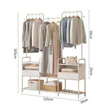 1pc Assembled Wardrobe Cabinet, Reinforced Iron Frame Clothes Rack For Home Bedroom, Clothing & Miscellaneous Storage, Modern Design, Durable - Multicolor - View 6