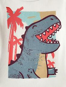 4件套 男童可爱简约卡通恐龙印花短袖睡衣套装 - 彩色 - 查看 6