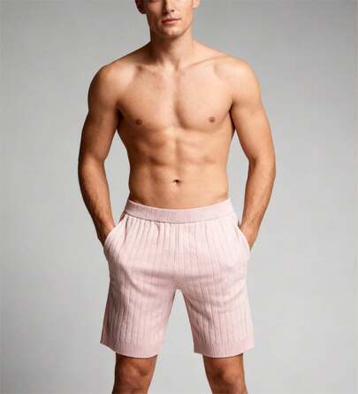 Short, acanalado, para hombre, gran calidad, suave, con cordón ajustable en la cintura, cómodo, ligero, con bolsas a los lados, para uso diario, para día y noche, vacaciones, básico, primavera, verano, otoño, invierno, fresco, a la moda. Viscoso, elástico ligero, para citas, en pareja, viaje, para hacer ejercicio.