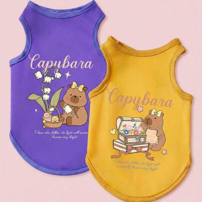 PETSIN 2 chiếc áo vest cho chó và mèo in hình chuột lang nước dễ thương, thoải mái và thoáng khí.