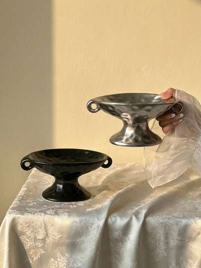 Cirelle 1 Pc Ceramic Aromatherapy Tray, Decorative Catchall Dish, Jewelry,Organizer Tray, Dual-Handle Vanity Storage Plate, Bathroom Soap Dish, Luxury Home Decor Accent, Ideal For New Year Gifts, Gifts For Him, Her