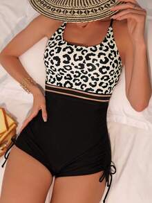 Swim Lushoire 1 bộ đồ bơi một mảnh hở lưng họa tiết da báo, họa tiết ngẫu nhiên mùa hè - Nhiều màu - Xem 1