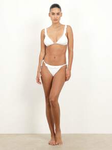 KSTM 夏季度假海滩镂空刺绣侧系带比基尼泳裤 - 白色 - 查看 3