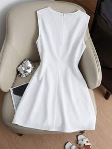 GlowEve Women's 2026 Spring/Summer New Elegant Commuter Beaded Rhinestone Sleeveless Dress - White - View 2