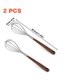 1个/2个/6个装不锈钢木柄手动打蛋器/搅拌器 - 无需电池，金属材质，方便烘焙和烹饪，是打发和混合食材的理想选择，打蛋器 | 手动搅拌器 | 结构坚固，手持式打蛋器 - 彩色 - 查看 11