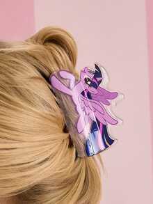 My Little Pony X SHEIN Kẹp tóc hoạt hình lấp lánh màu tím Twilight Sparkle thời trang & dễ thương dành cho bé gái & phụ nữ, phù hợp với tóc dày, hoàn hảo để sử dụng tại nhà, khi tắm, làm đẹp, búi tóc và tạo kiểu tóc. - Màu tím - Xem 5