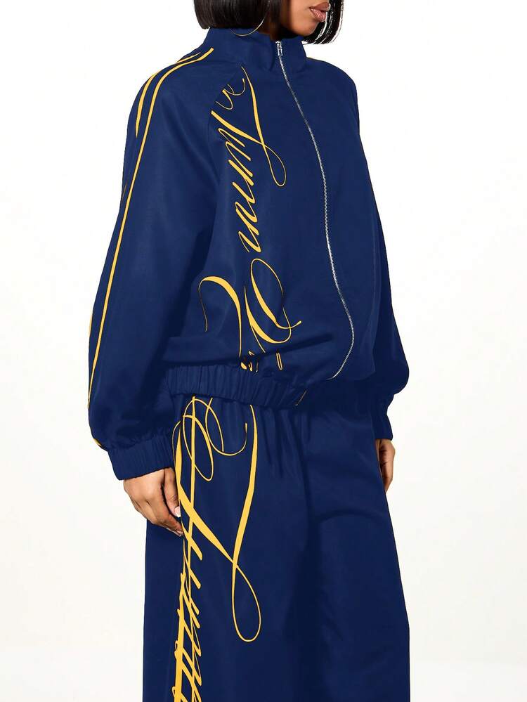 SUMWON WOMEN Calça de Moletom Oversized de Perna Larga Feminina com Painéis Laterais Estampados em Contraste Amarelo, Cintura Elástica, Caimento Relaxado, Streetwear