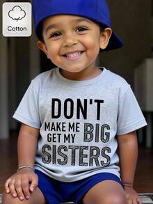 男婴趣味字母印花短袖T恤，夏季 - 灰色 - 查看 1