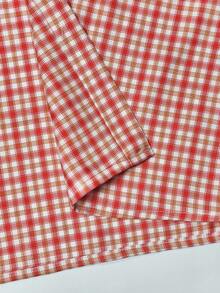 SHEIN 女士休闲复古格子短袖衬衫，Polo领设计，休闲舒适，适合日常穿着、返校季，也可作为礼物送给朋友或搭配服装。 - 彩色 - 查看 5