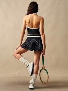 VARSIVA Contrast Color Trim Backless Racerback Sports Tank Top Backless Body Shaper - Black and White - View 9