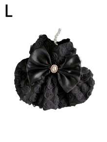 1 bộ trang phục cho thú cưng hình hoa hồng dễ thương, khóa dán, màu đen/hồng/trắng, kiểu váy cưới xòe cho mèo và chó, trang phục phù dâu. - màu đen - Xem 10