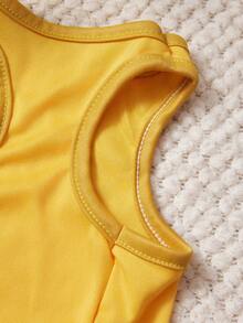 1pc Purple Cute Kitten Don't Flower Print Pet Tank Top Yellow Soft And Breathable Comfortable Pet Clothes - Yellow - View 3