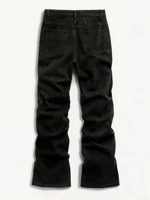 AXEPEAK Men's Washed Rhinestone Embellished Fashion Pants - Black - View 2