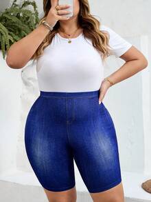 SHEIN CURVE+ Legging Casual Estampada Plus Size, Adequada para o Verão - Multicolorido - Visão 10