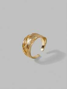 Ontre 18K Gold Plated Geometric Linear Wrap Daily Ring - Yellow Gold - View 1