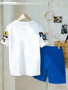 Chillumni Bộ 2 món đồ nam cỡ lớn, áo thun và quần short in hình động vật ngộ nghĩnh. - trắng - Xem 2