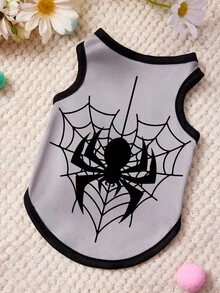 PETSIN 1 Spider Printed Pet Vest With Gray Black Stitching, Soft And Breathable, Comfortable Pet Clothing - Grey - View 1