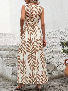 Solivie 女士休闲度假印花圆领收腰无袖连衣裙，夏季 - 彩色 - 查看 2