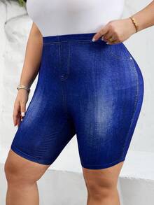SHEIN CURVE+ Legging Casual Estampada Plus Size, Adequada para o Verão - Multicolorido - Visão 6