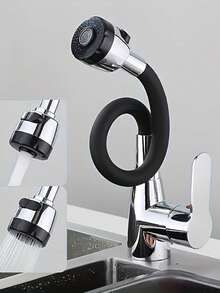 1PC 360° Swivel Kitchen Faucet Single Handle Cold Hot Water Mixer Tap Polished Finish Ceramic Valve Deck Mount For Modern Kitchen Bathroom - Multicolor - View 2